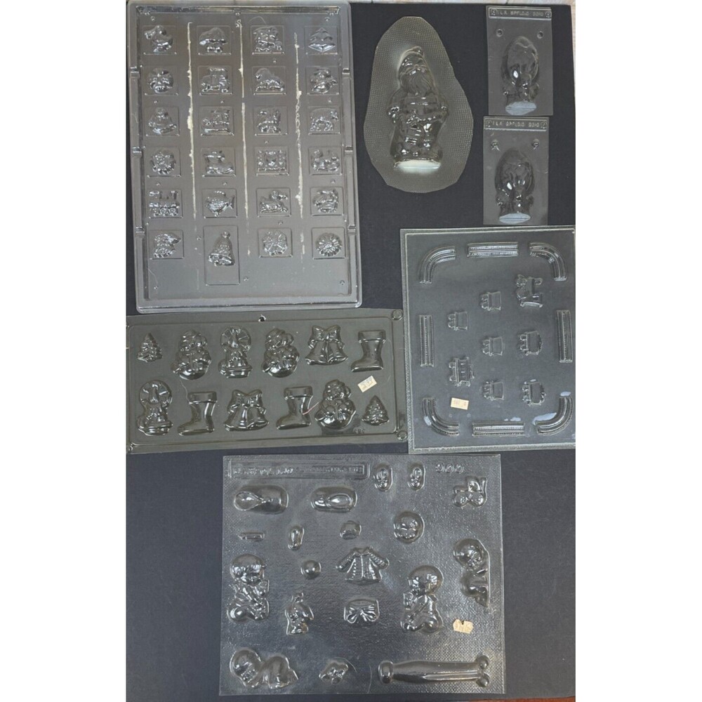 Lot of 7 Plastic Christmas Train Easter Baby Chocolate Candy Molds Holidays